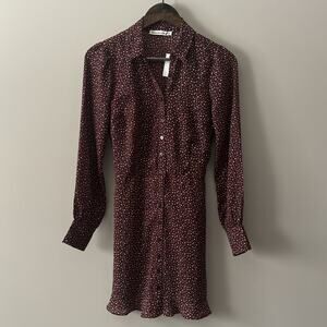 A&F POLKA DOT BUTTON DOWN LONG SLEEVE SHIRT DRESS WITH POCKETS SIZE SMALL